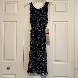 Tommy Hilfiger navy and white polka dot mid dress - size 14